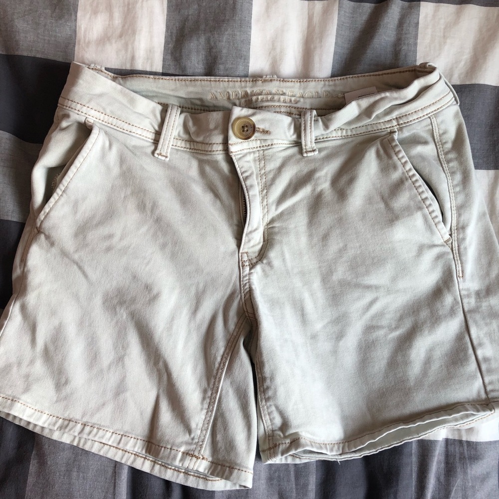 American Eagle Outfitters Khaki Midi Shorts